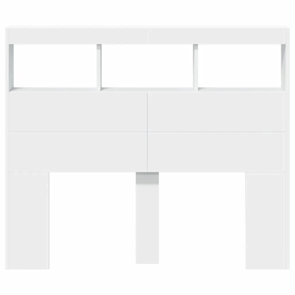 Testiera con Contenitore a LED Bianca 120x17x102 cm 839189