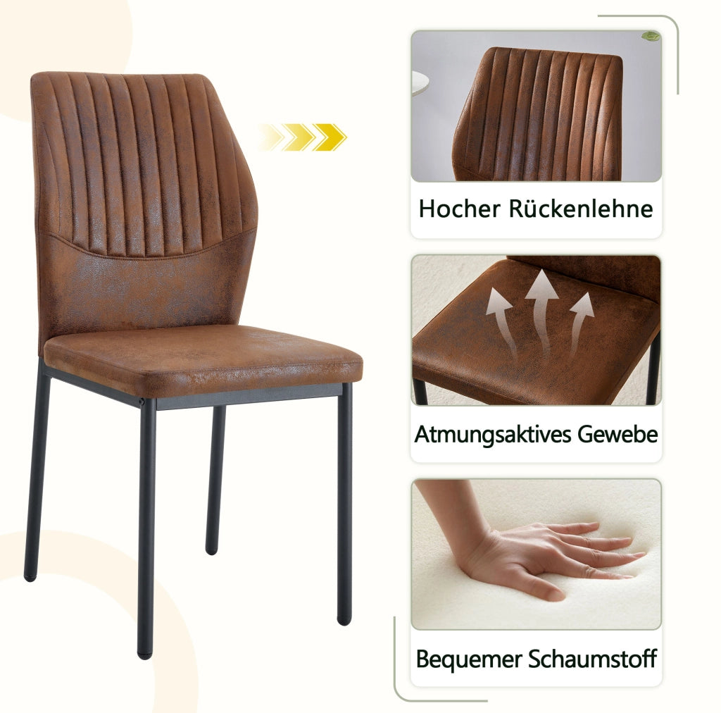 SEDIE da pranzo Set da 4 pezzi 93 cm Tessuto marrone e metallo nero