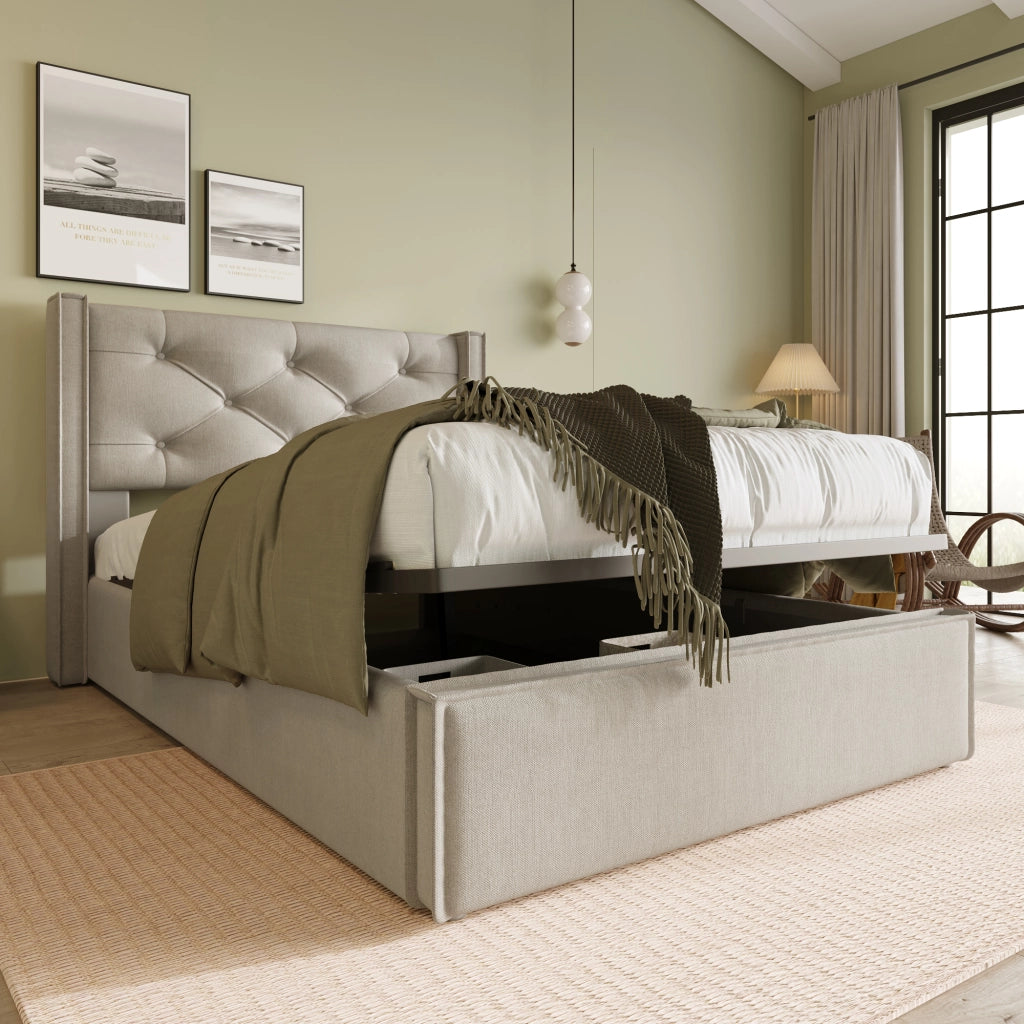 Letto singolo contenitore 90x200 cm grigio chiaro