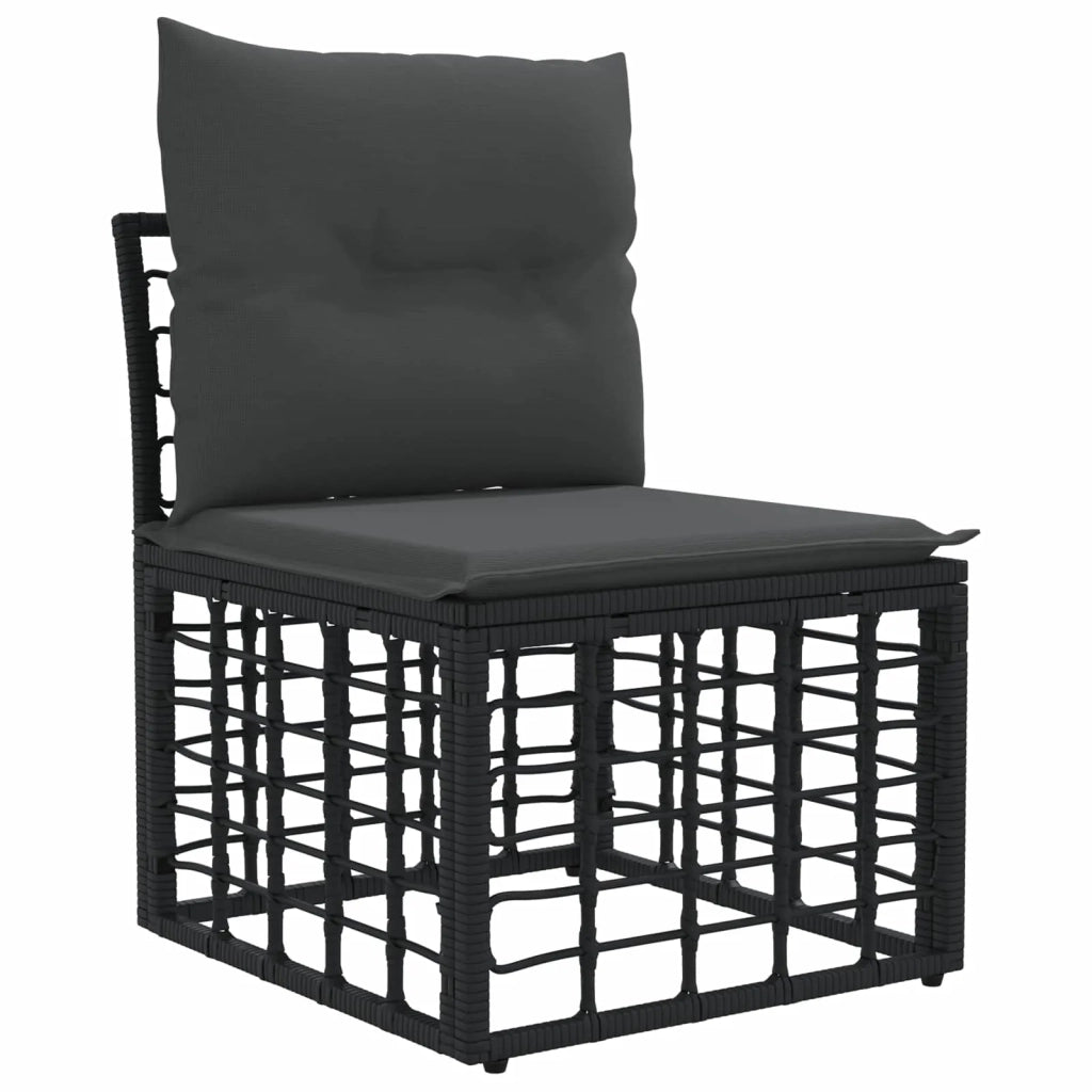 Set di divani da esterno 11 pz Nero e Grigio scuro Poliestere 3437723