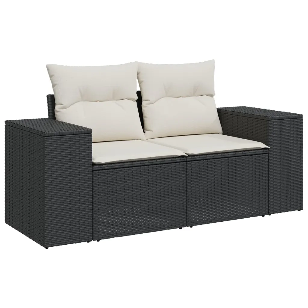 Set Divani da Giardino con Cuscini 7pz Nero Polyrattan 3225545