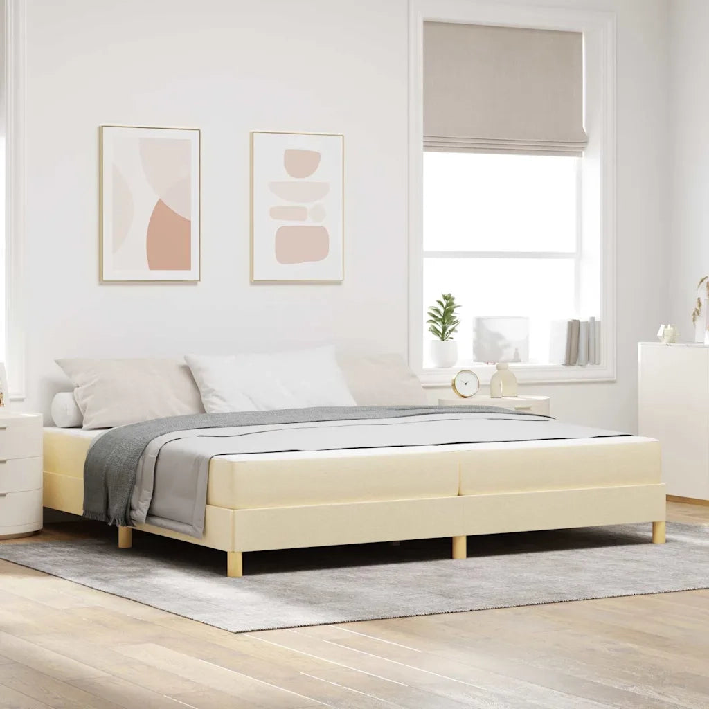 Letto a molle con materasso Crema 200 x 200 cm Tessuto