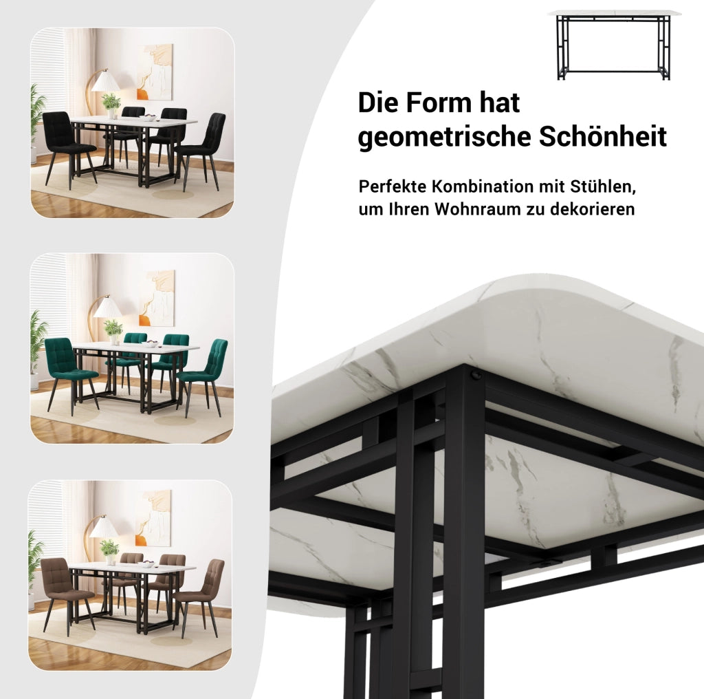 Set da pranzo nero con tavolo e 4 sedie