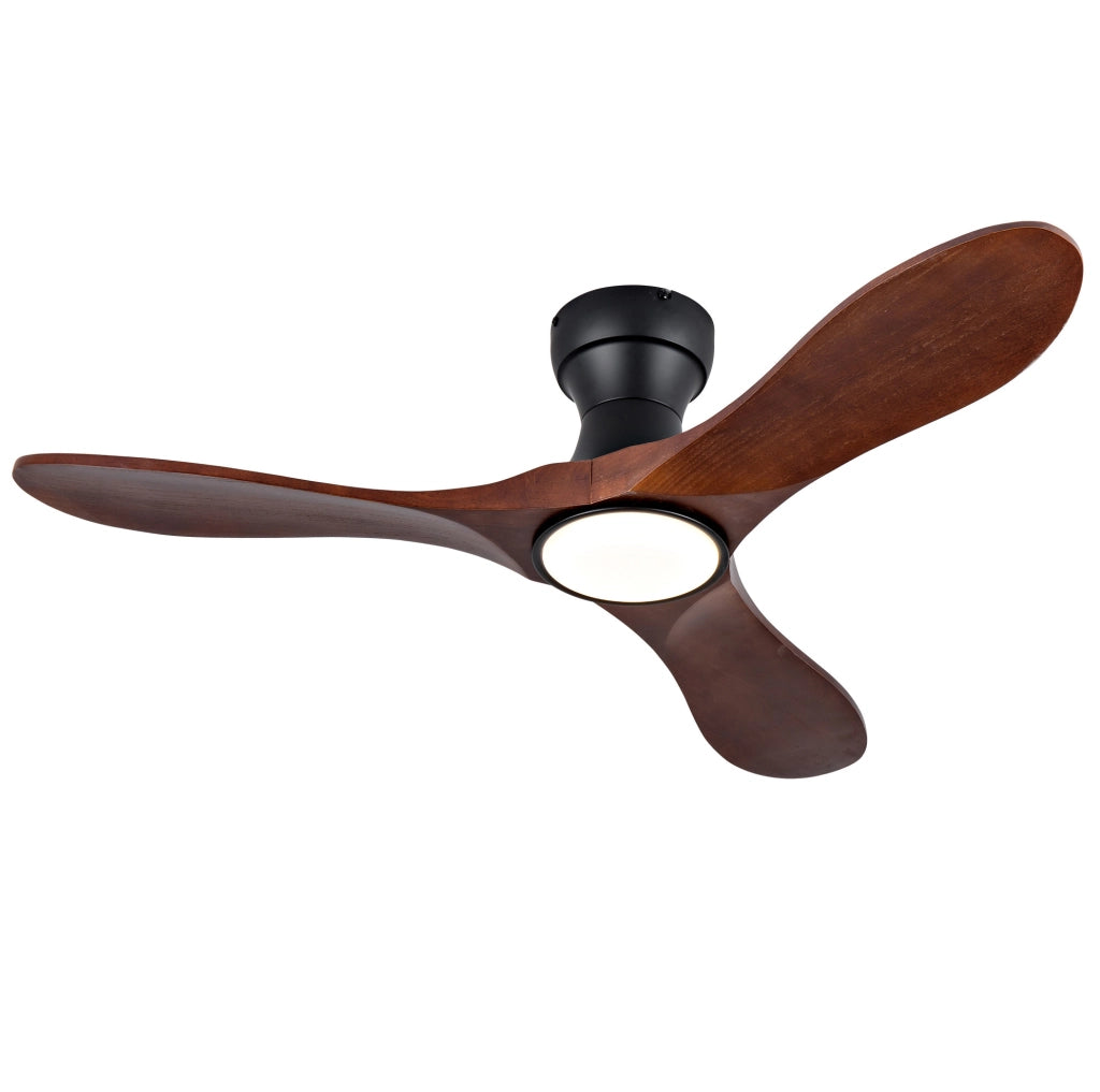 VENTILATORE da soffitto con luce LED 107 cm Nero e Noce Scuro