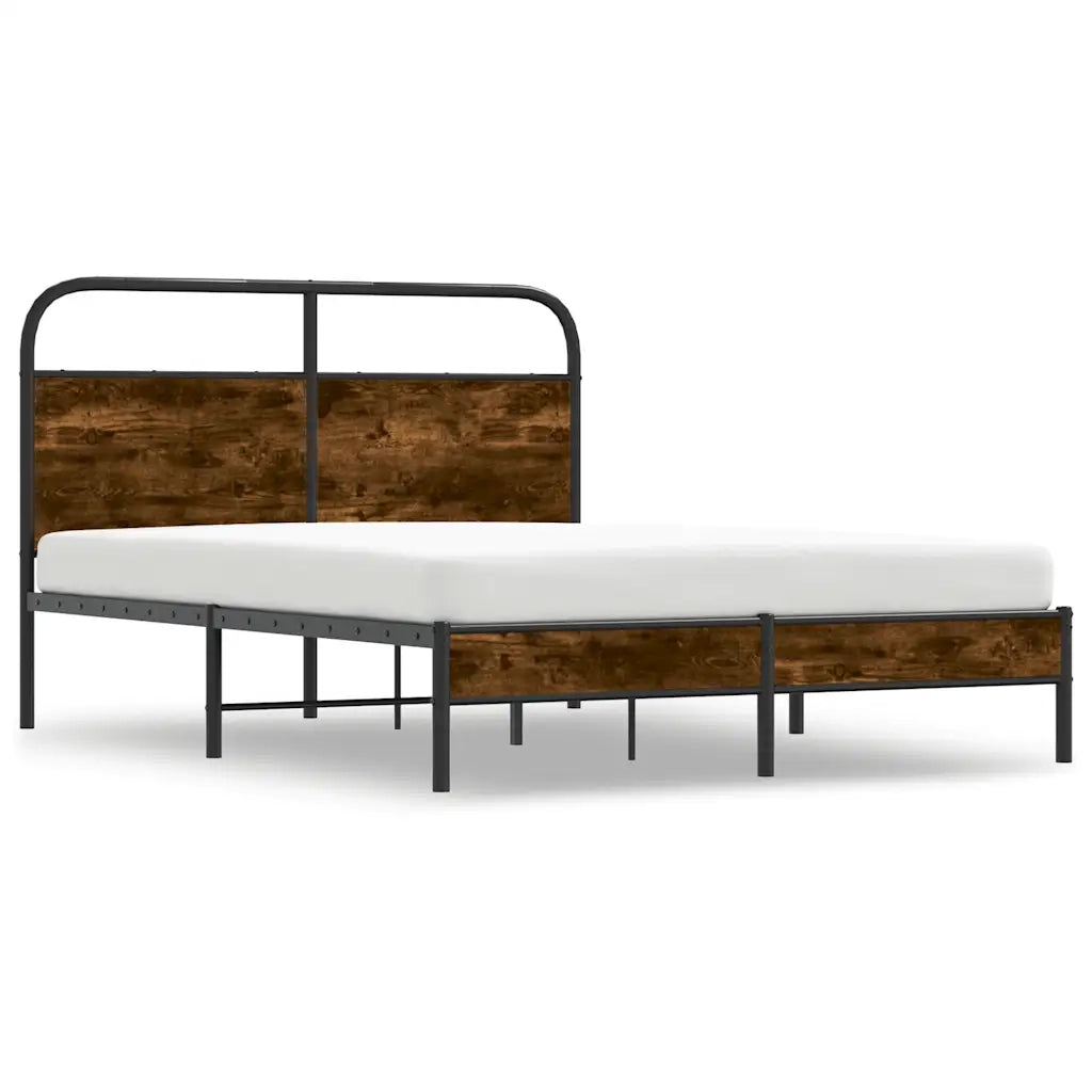 Letto matrimoniale | Letto per adulti | Giroletto senza Materasso Rovere Fumo 120x190 cm in Truciolato