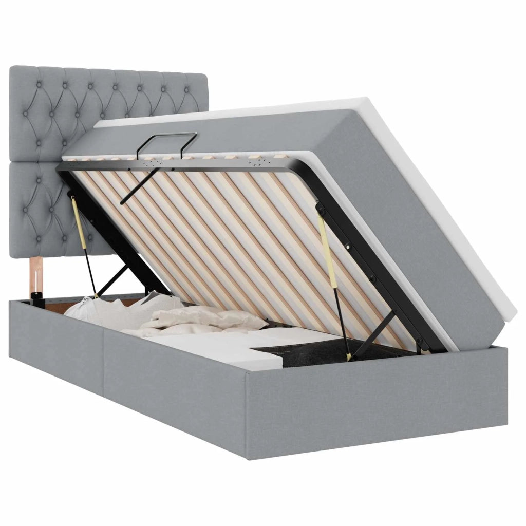 Letto con contenitore e materasso Grigio chiaro 90 x 200 cm 3371817