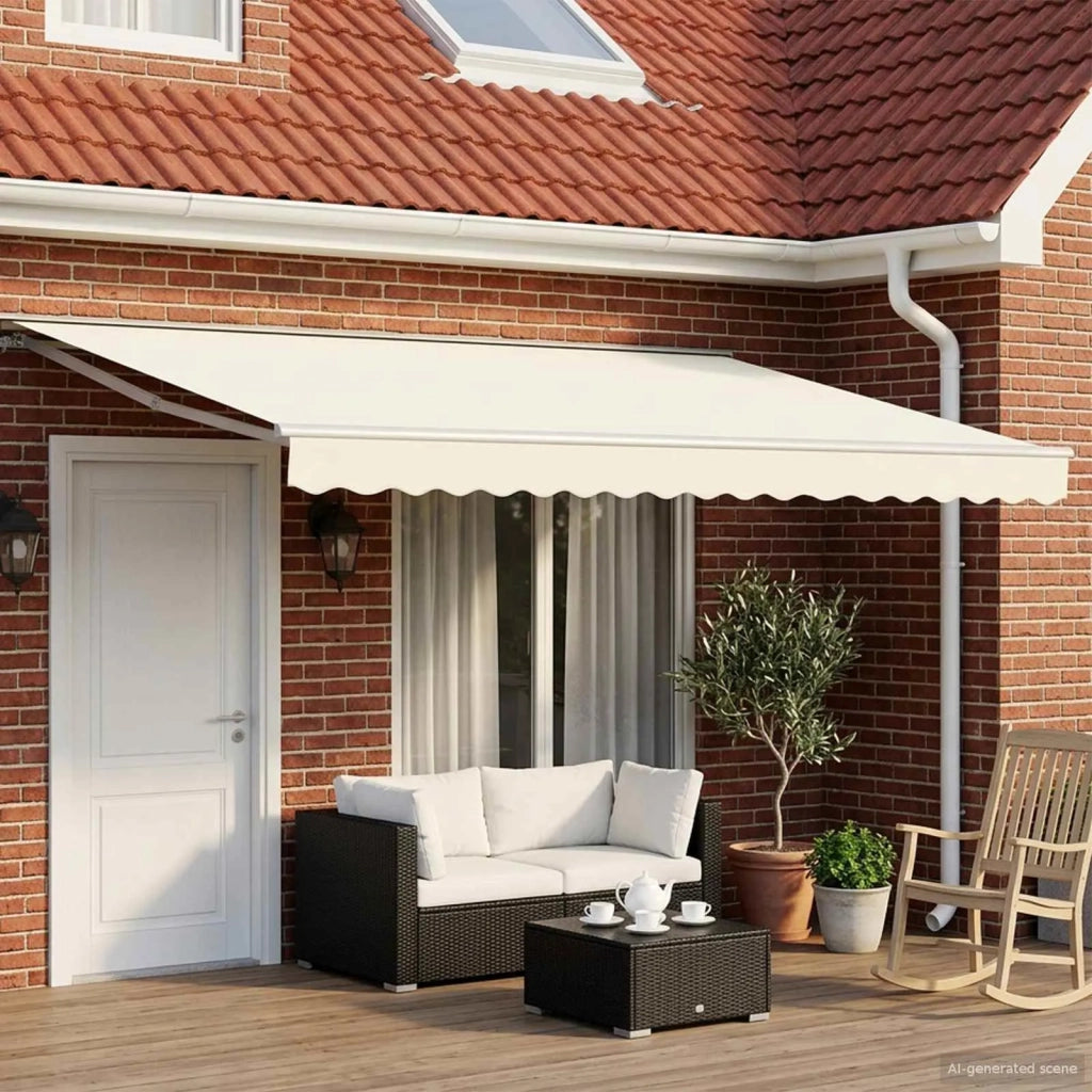 Cornice per Tenda Manuale con LED Crema e Bianco 4 × 3 m 3420611