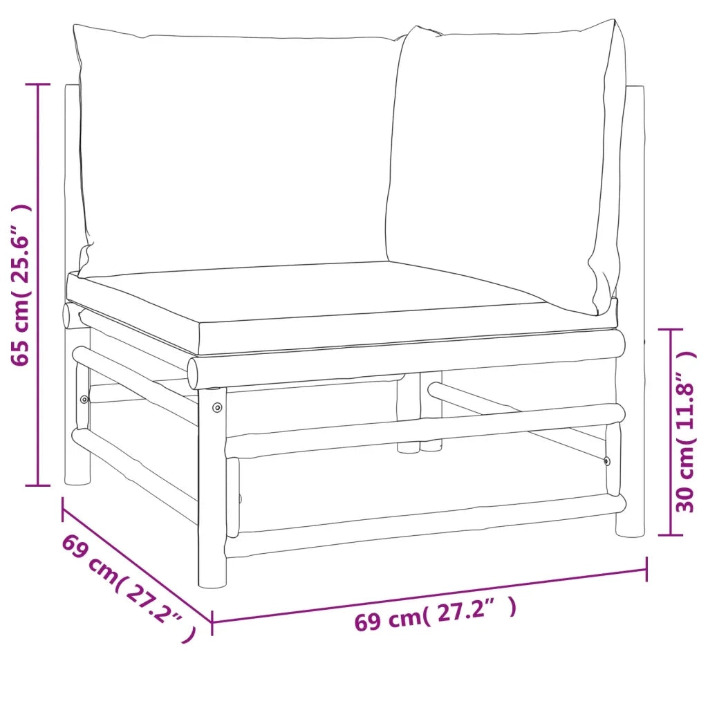 Set Salotto da Giardino 8pz con Cuscini Verdi Bambù 3155158