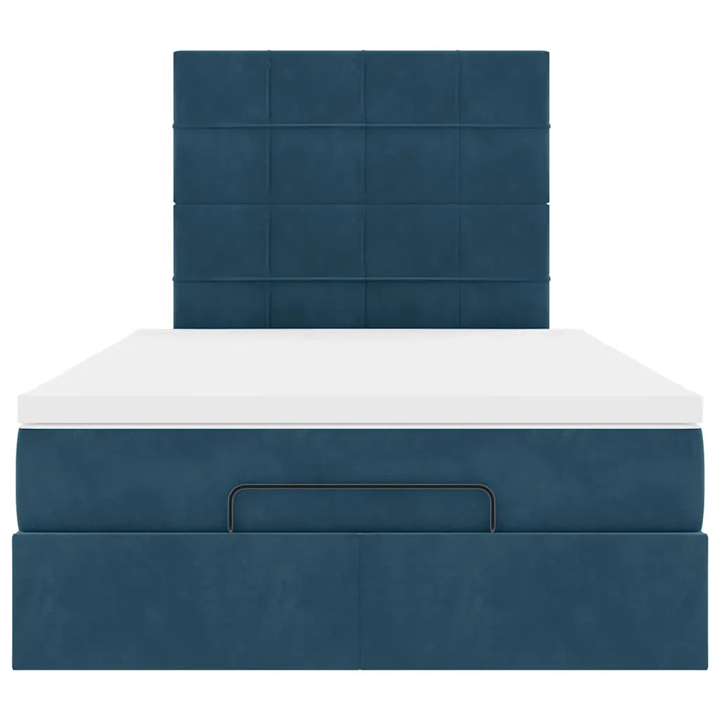 Struttura Letto Pouf con Materassi Blu Scuro 120x200 cm Velluto 3314316