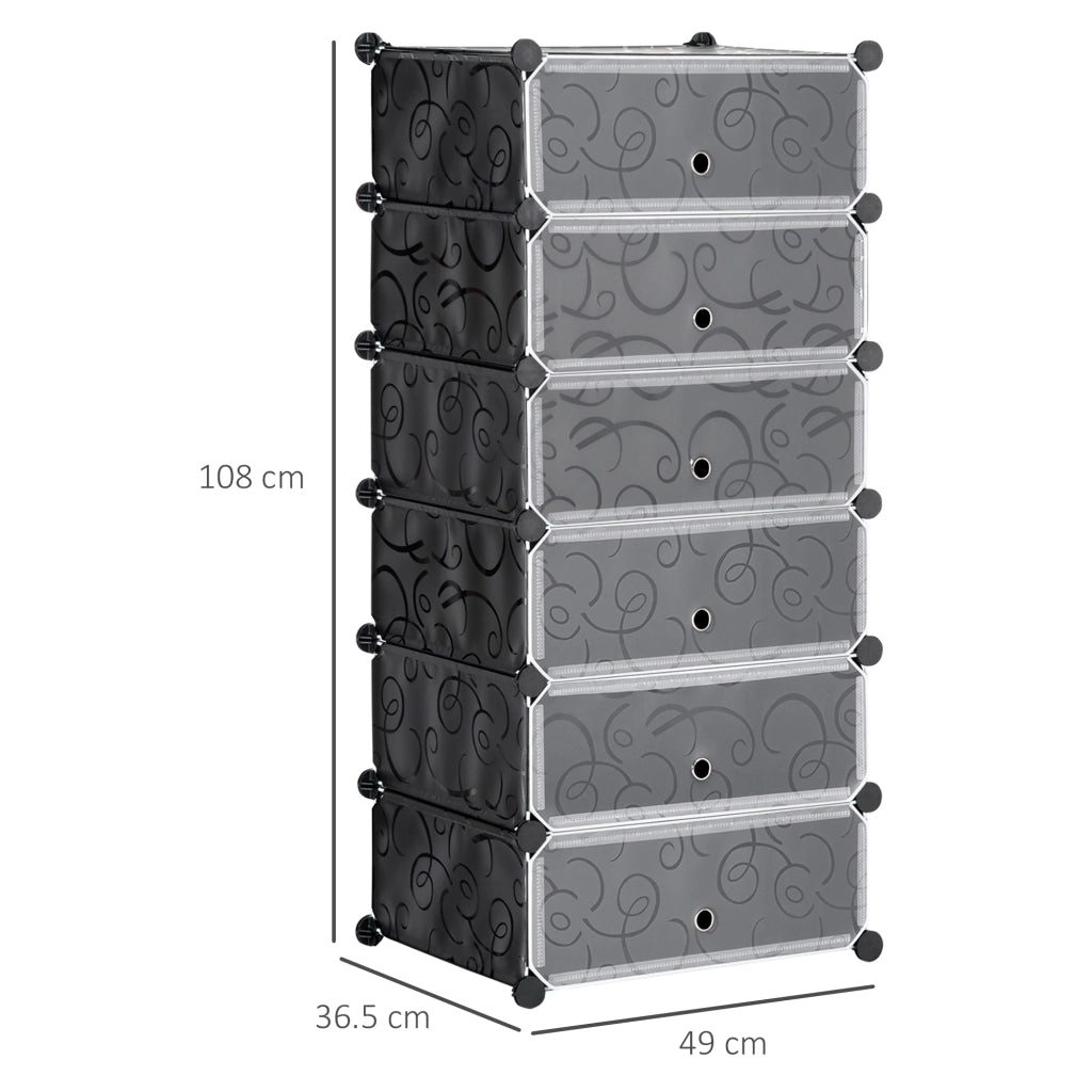 Scarpiera modulare in plastica e acciaio - per ingresso - 38×7×50 cm - nera