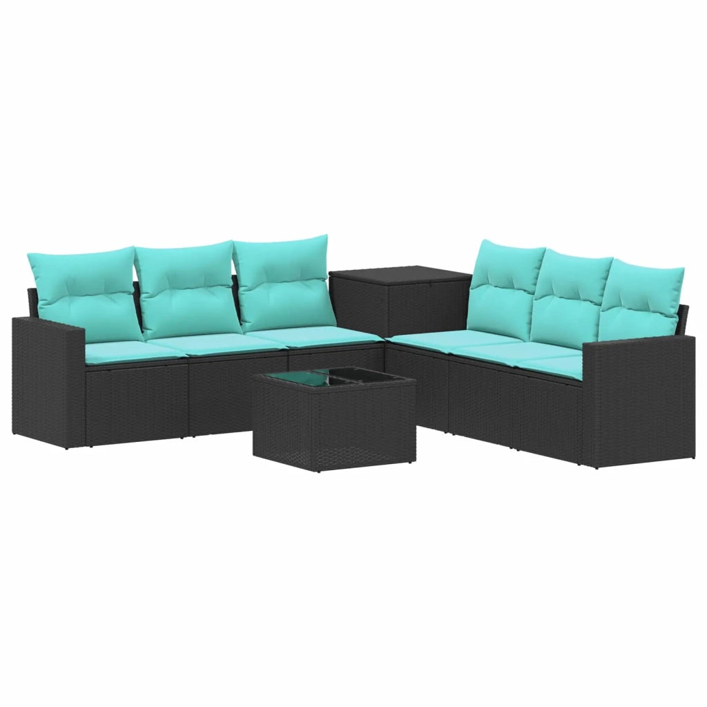 Set di divani 8 pz Nero e Blu 55 x 55 x 37 cm 3448316