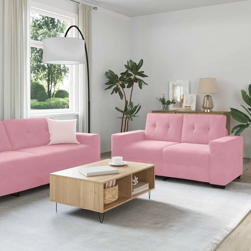 Divano 2 pz Rosa Velluto 3324724