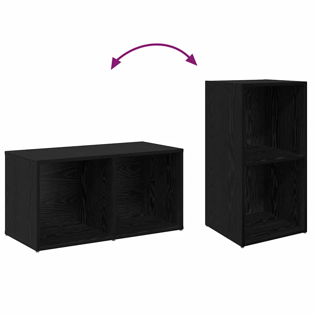 Set mobile TV 4 pz Rovere Nero Legno ingegnerizzato 3393529