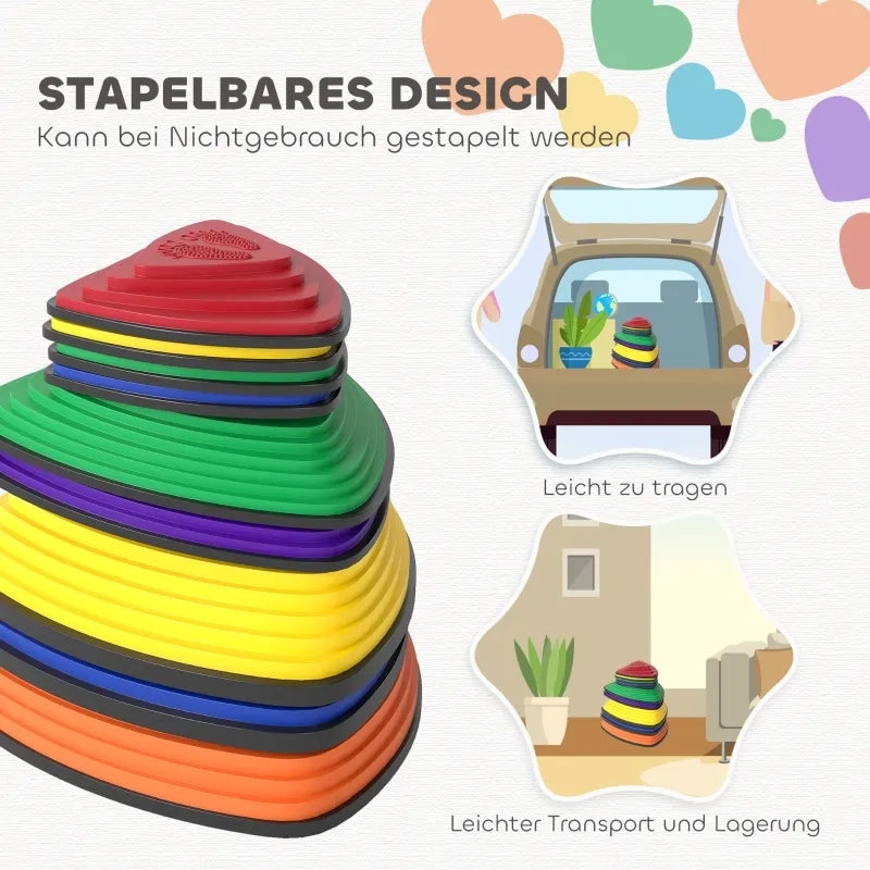 Set 9 gradini antiscivolo, impilabili, per interni ed esterni, multicolore
