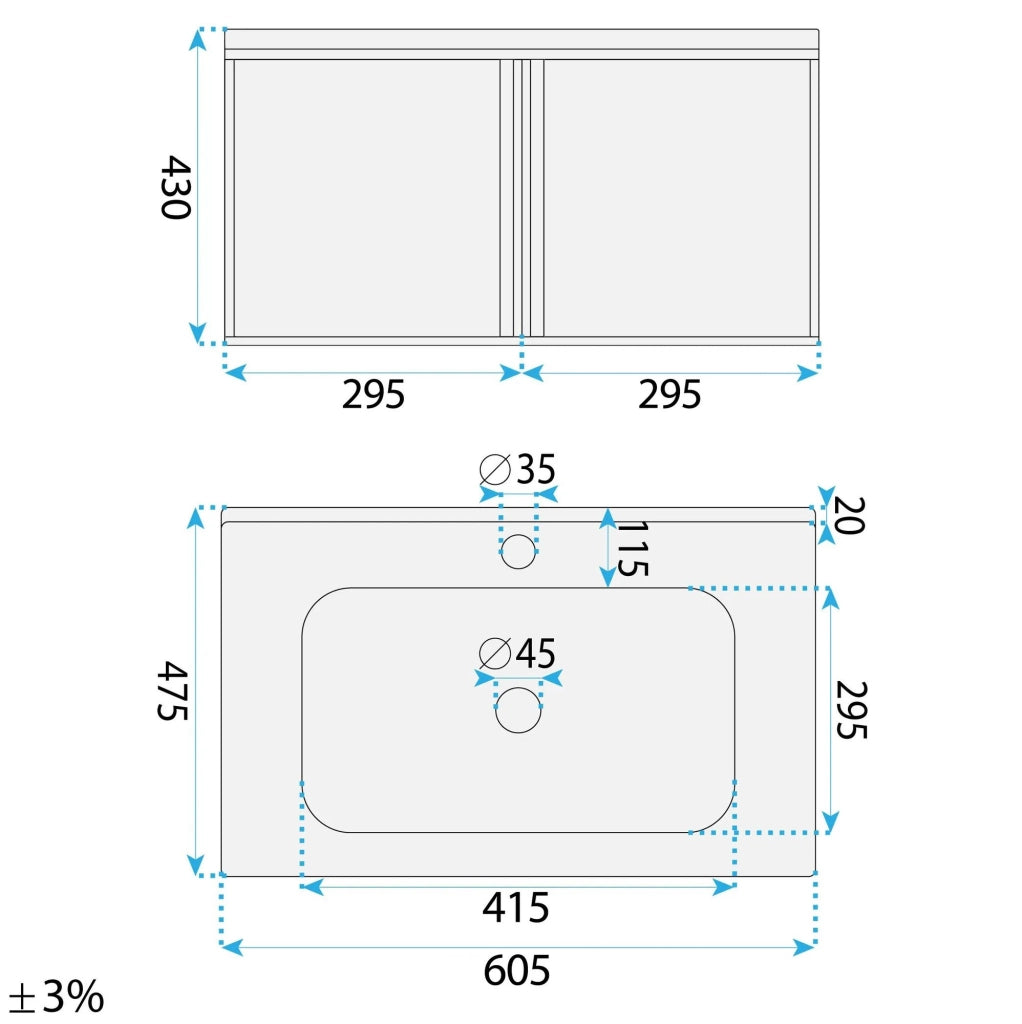 Set Di Mobili Da Bagno Con Lavabo Gama T25023 Kjm 60cm