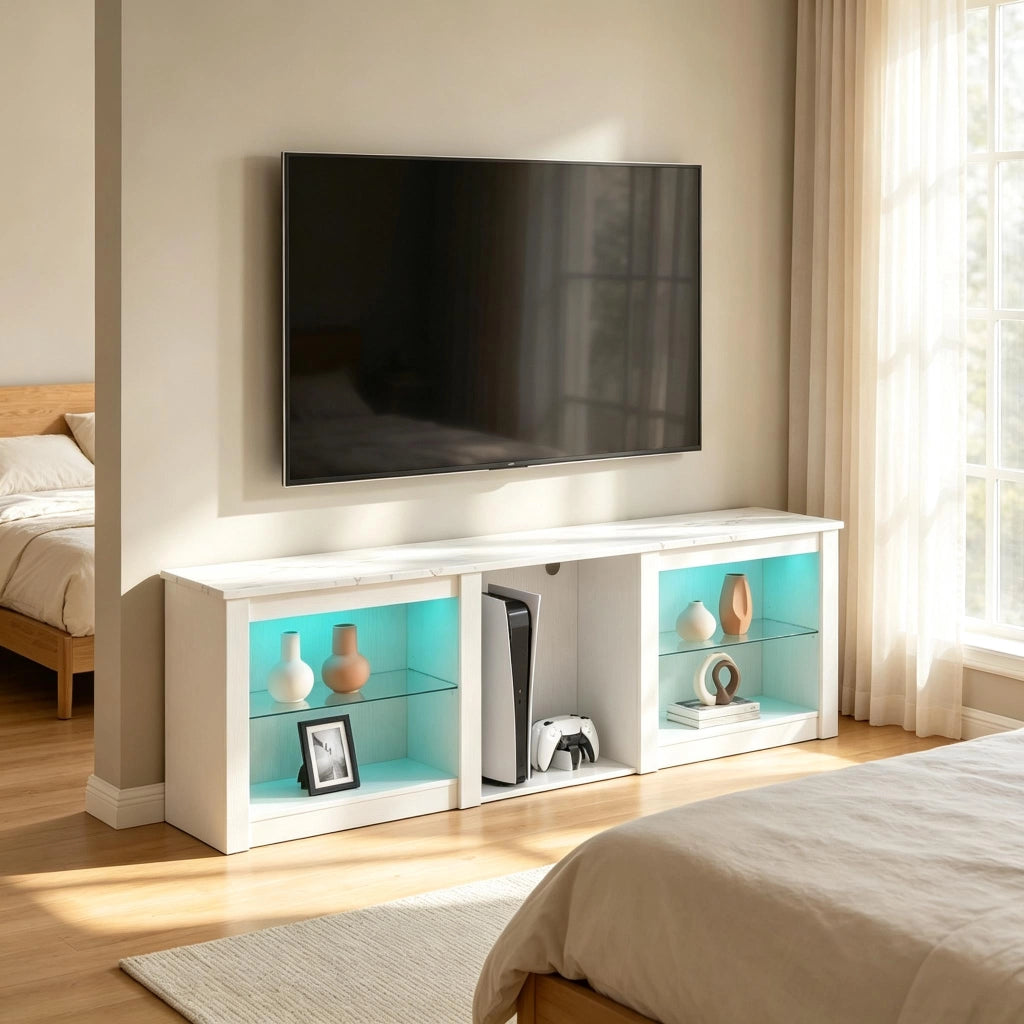 Mobile TV bianco con illuminazione LED 160 cm