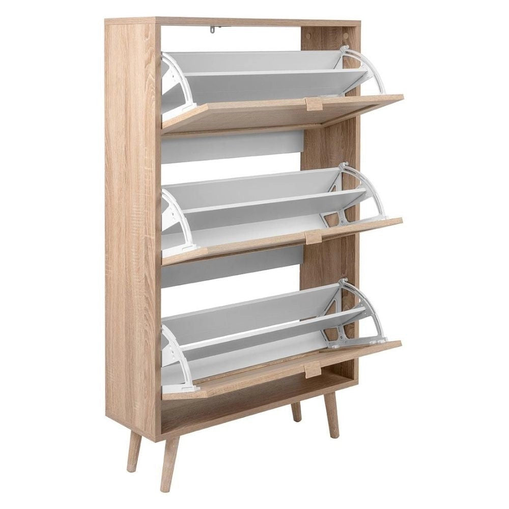 Scarpiera Bali 70x24x125 cm 3 ante a ribalta effetto vimini