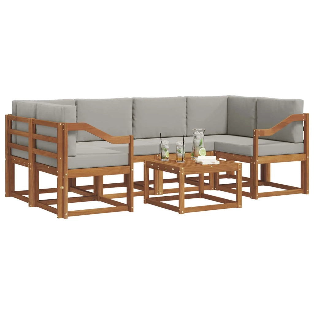 Set di divani da esterno 7 pz Grigio Naturale e Chiaro 3366094