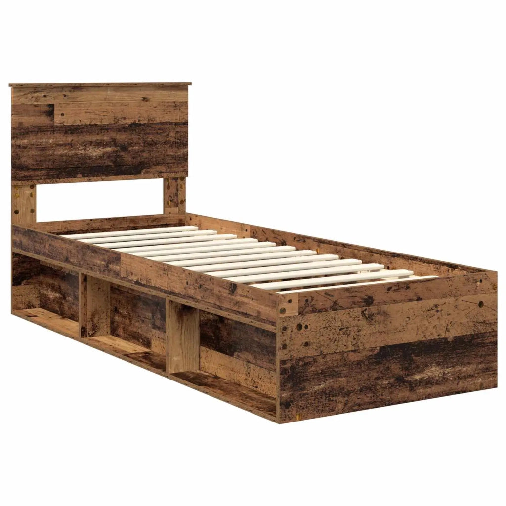 Letto singolo | Letto per adulti | Struttura del letto Legno vecchio 75 x 190 cm Pino massello