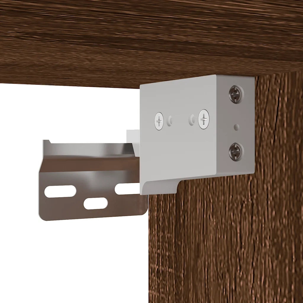 Mobile porta TV a parete pratico e dal design industriale 80 x 31 x 39,5 cm realizzato in legno composito di rovere marrone 02_0049629