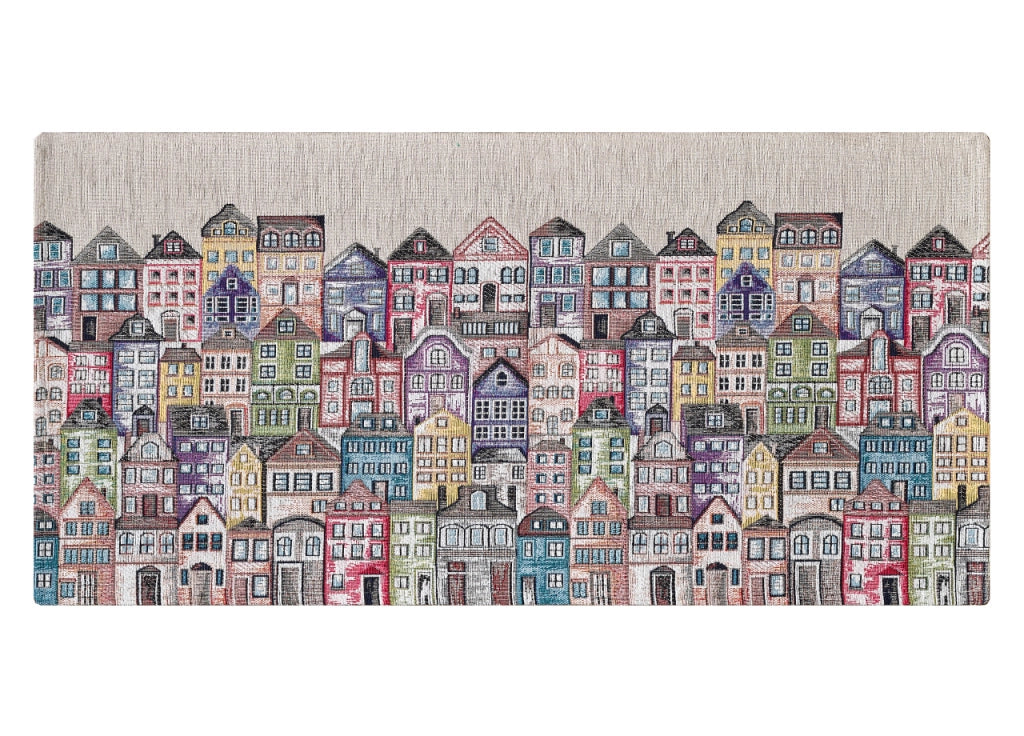 Tappeto Passatoia Cucina Corsia Retro Antiscivolo Disegno Village By Suardi - 55x240 - Village