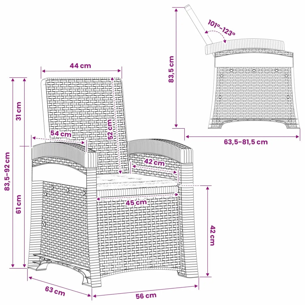 Set da Pranzo per Giardino 7 pz Bianco e Grigio Chiaro PP 3430146