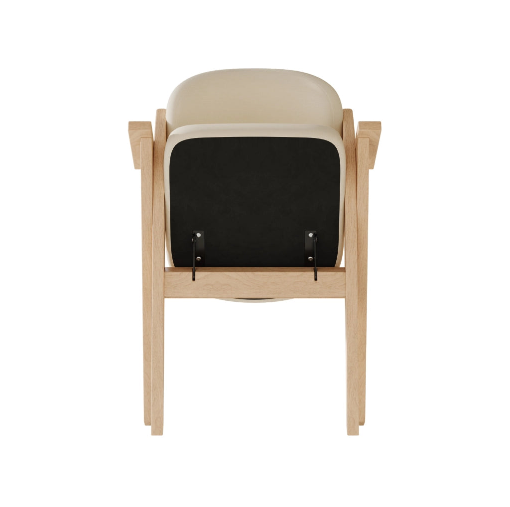 SEDIA Pieghevole in legno massello e lino beige con braccioli Set da 4 pezzi