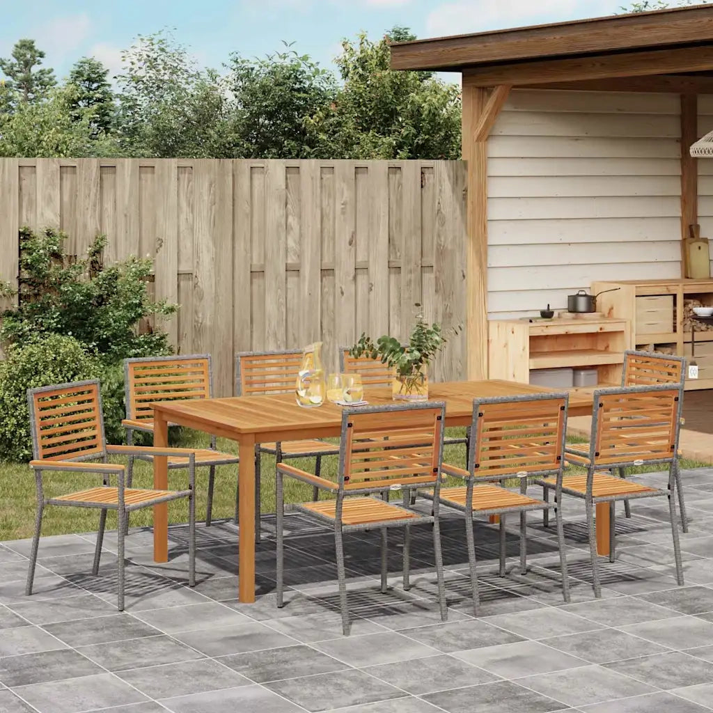 Set da Pranzo per Giardino 9 pcs Grigio