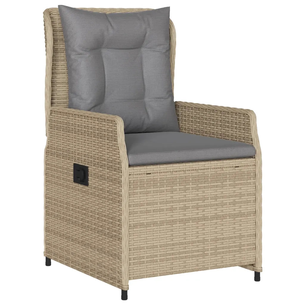 Set da Pranzo da Giardino 9 pz con Cuscini Beige in Polyrattan
