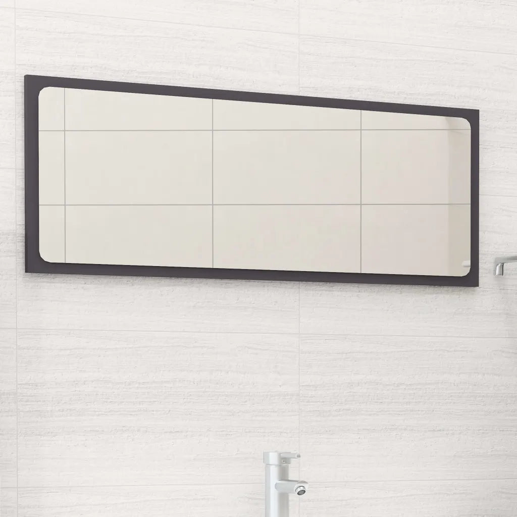 Specchio da Bagno Grigio 90x1,5x37 cm in Legno Multistrato 804624