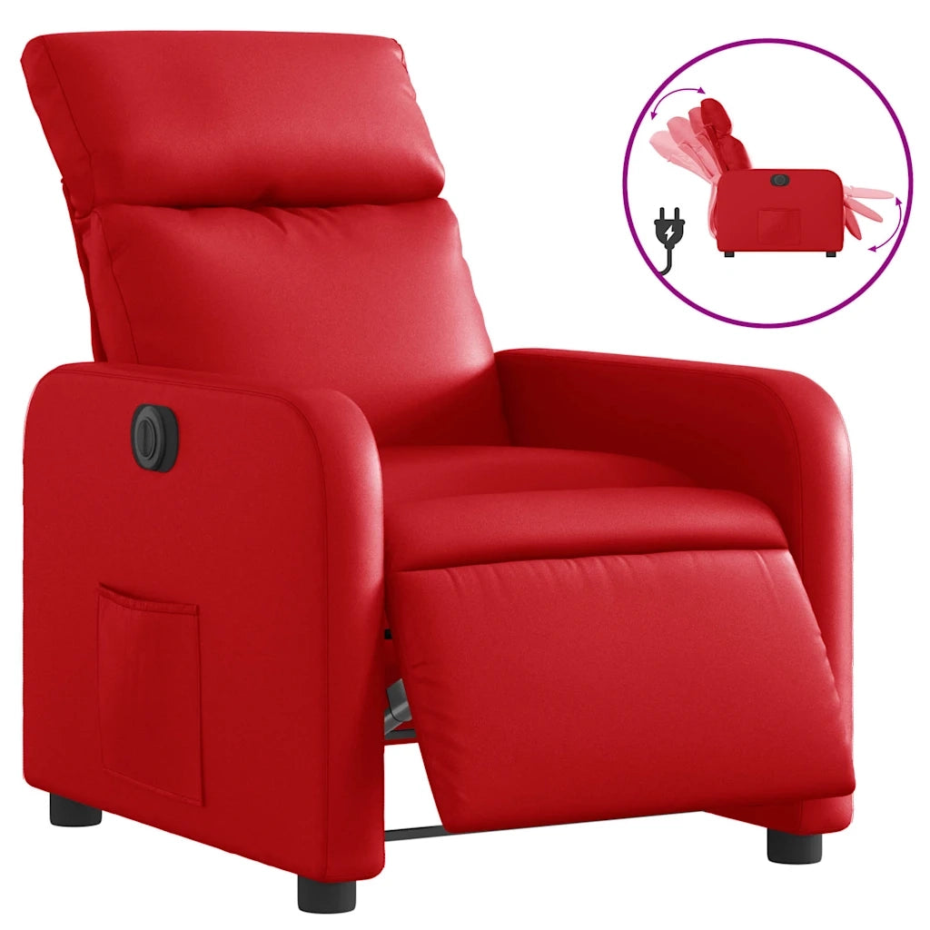Poltrona | Sedia Relax Reclinabile Elettrica Rossa in Similpelle