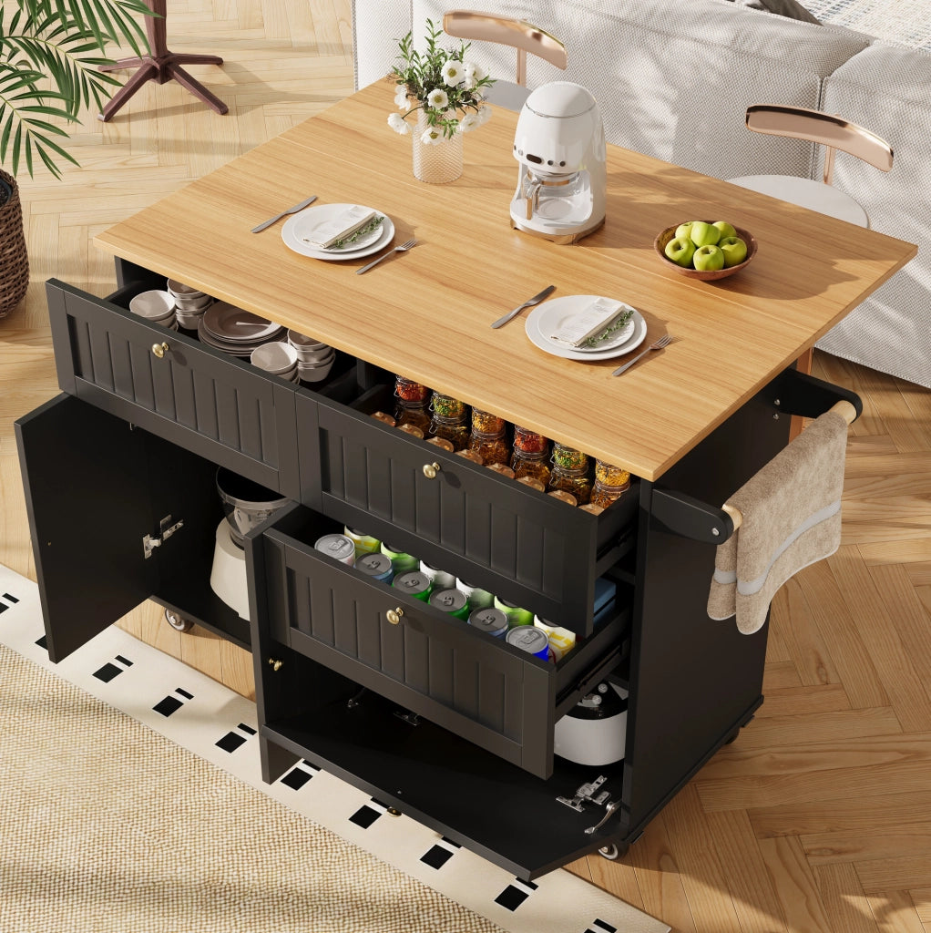 CARRELLO CUCINA 133x37,3x88 cm MDF Nero