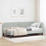 Cornice del letto ad angolo Grigio chiaro 90 x 200 cm Velluto