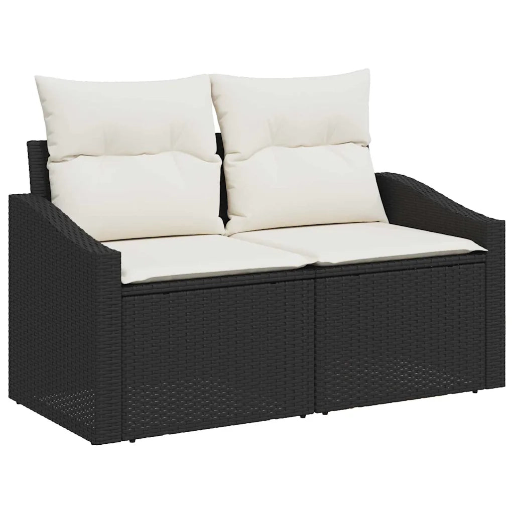 Set Divano da Giardino con cuscino 13 pcs Nero Poly Rattan