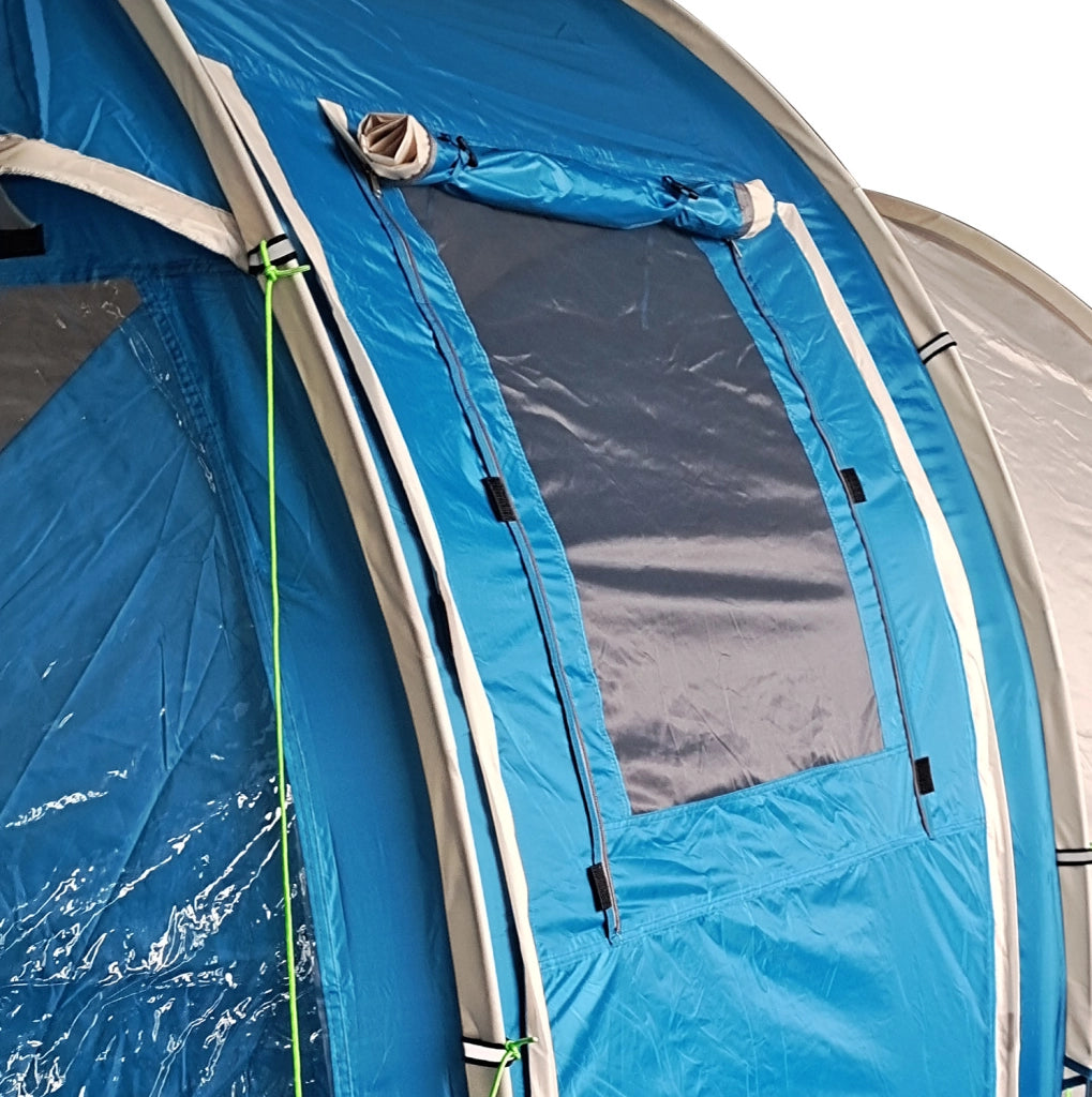 Tenda da campeggio 4 posti con 2 ambienti, blu