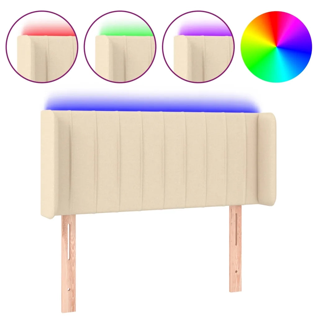Testiera a LED Crema 93x16x78/88 cm in Tessuto 3123461