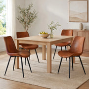 Set di 4 sedie da pranzo in tessuto tecnico traspirante con struttura in metallo nero, stile moderno