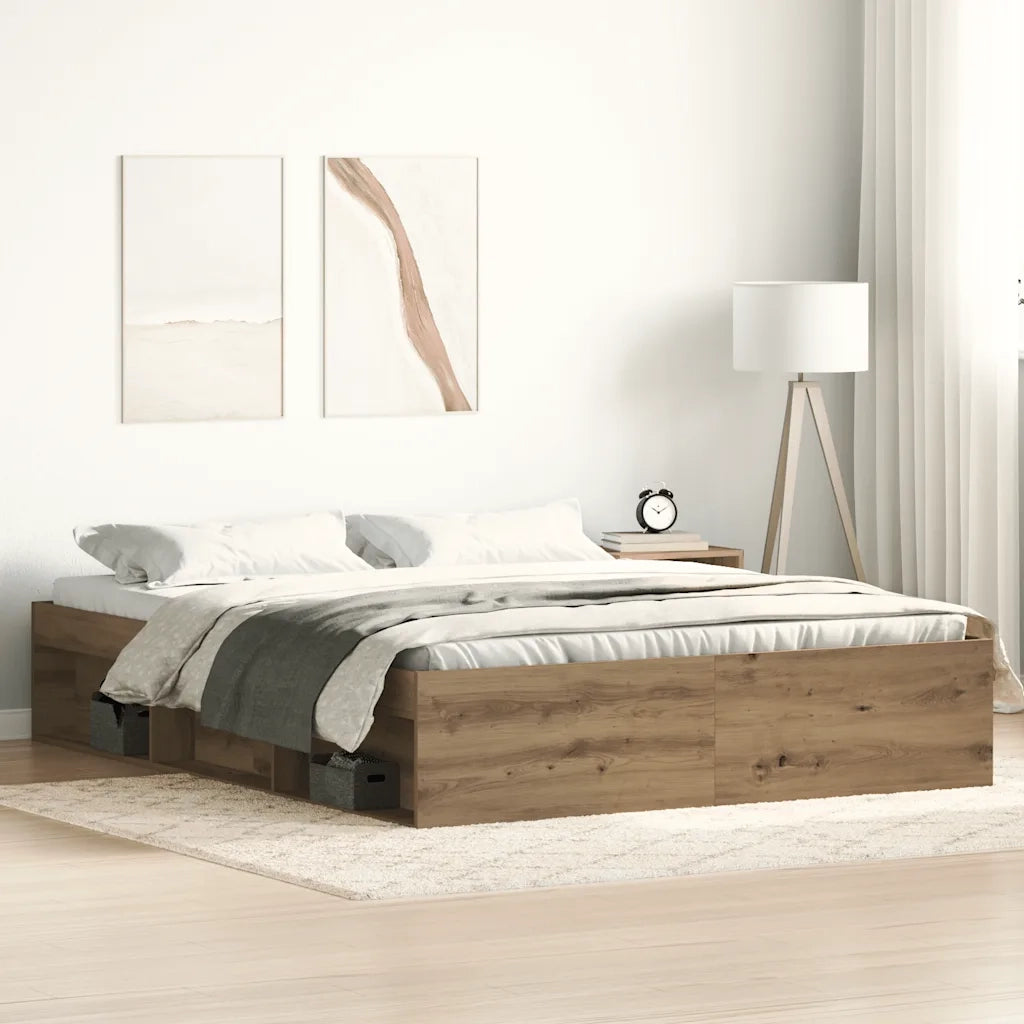 Letto matrimoniale | Letto per adulti | Giroletto senza Materasso Rovere Artigianale 150x200cm