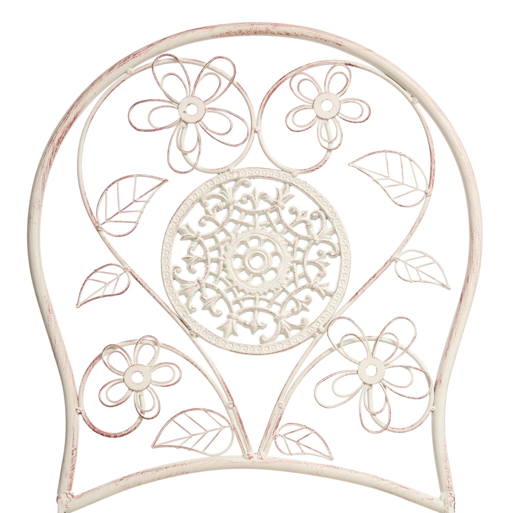 Set da giardino in metallo stile vintage con motivo floreale e struttura in ferro Beige chiaro stile vintage
