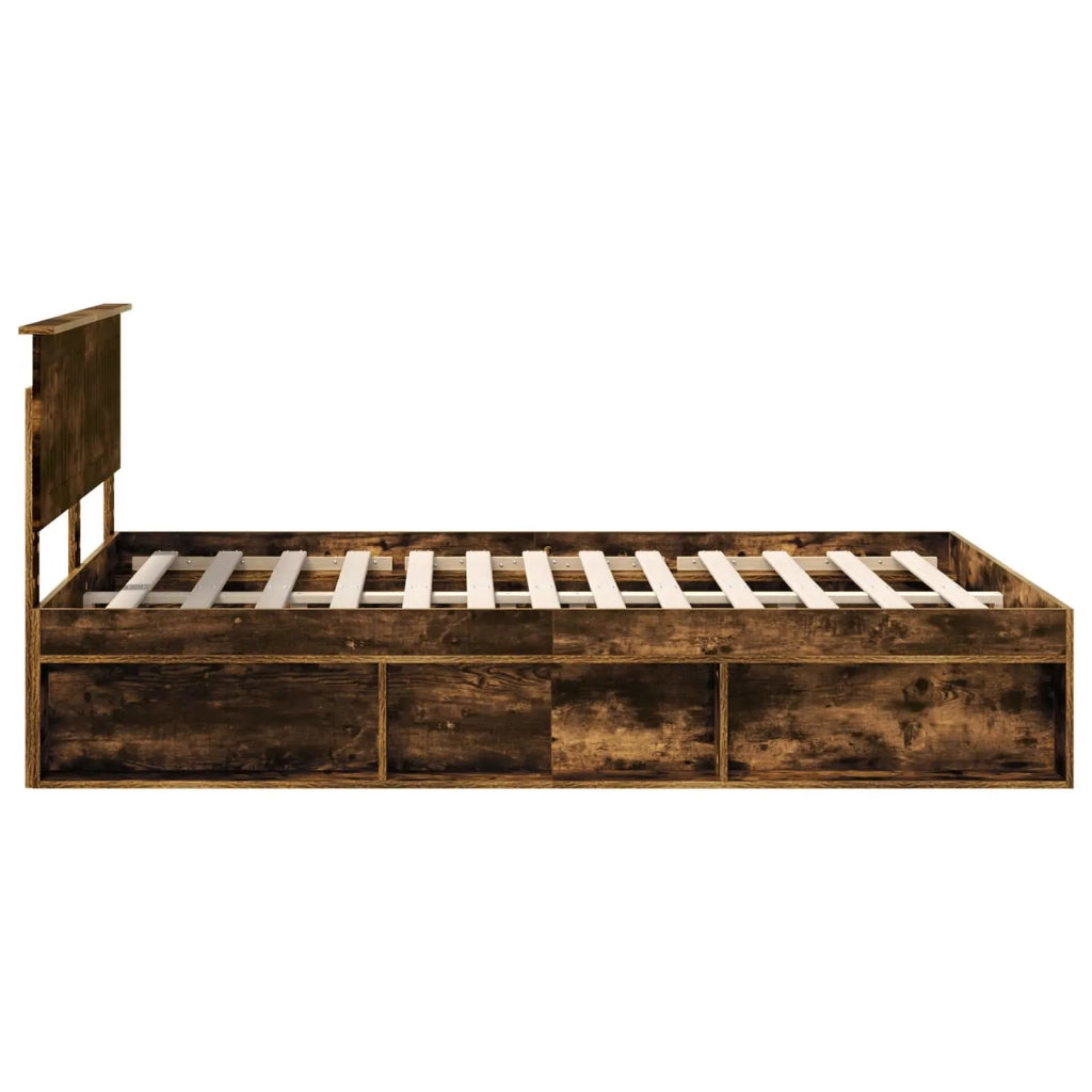 Letto matrimoniale | Letto per adulti | Struttura del letto Rovere fum¨¦ 140 x 200 cm Pino massello