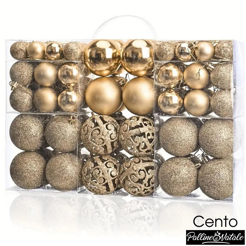 Confezione 100 Palline Natale Champagne Diametro 3/4/6 cm Addobbo Natalizio