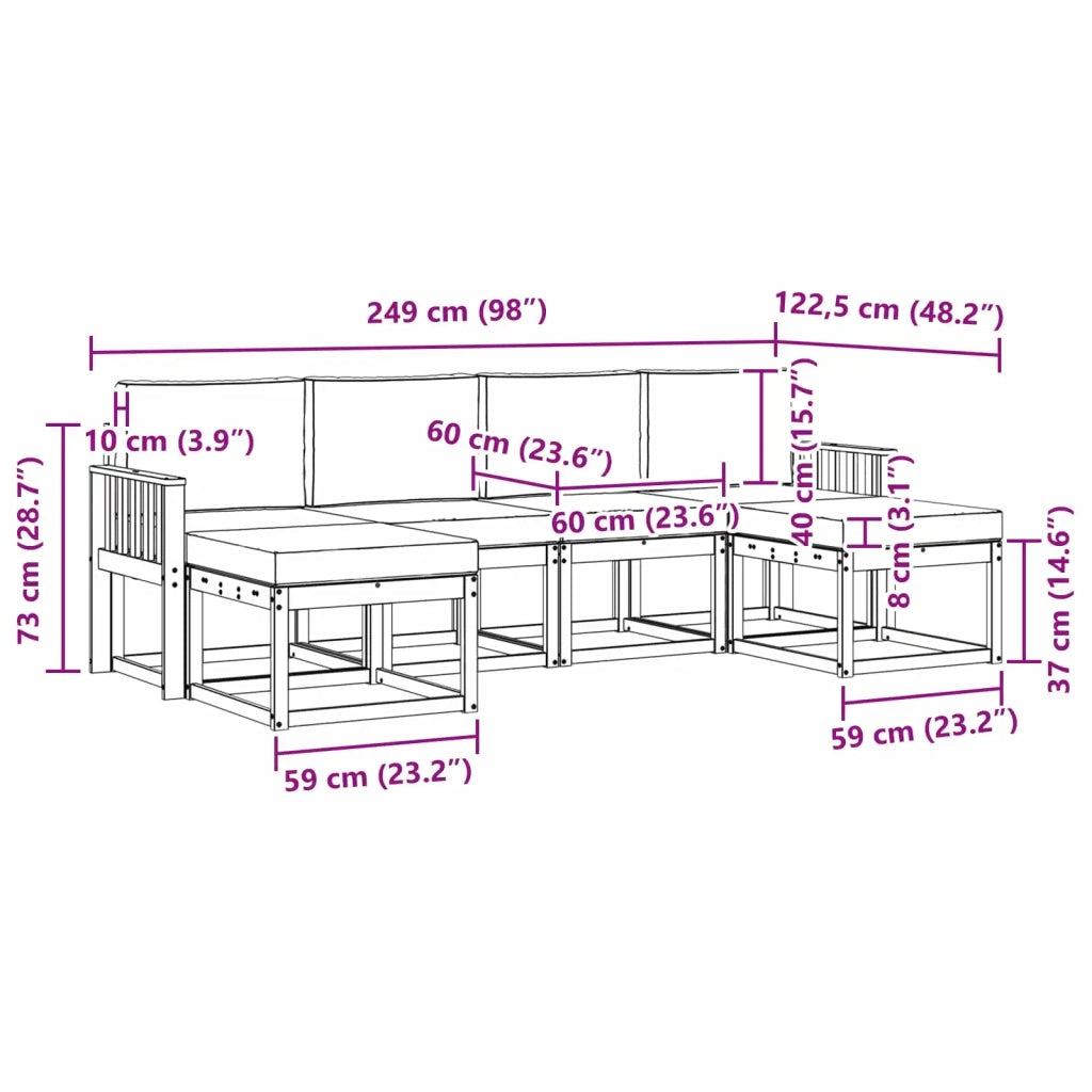 Set di divani da esterno 6 pz Bianco e Grigio Chiaro 3388010