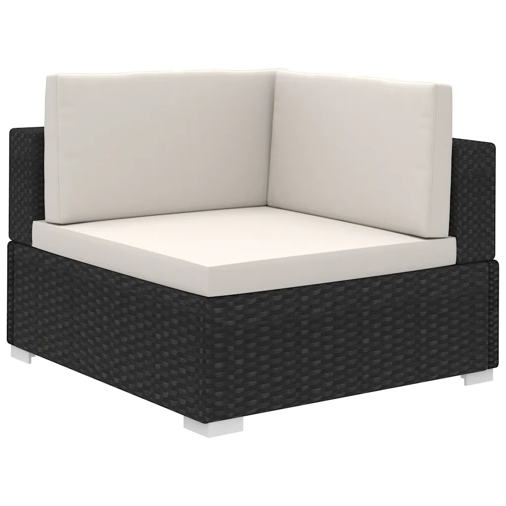 Set Divani da Giardino 8 pz con Cuscini in Polyrattan Nero 41261