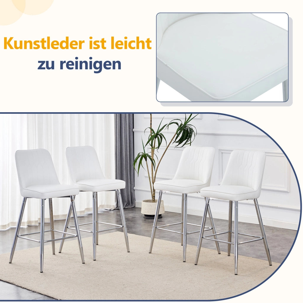 SGABELLO DA BAR Set da 2 pezzi 100 cm PU Bianco Metallo Argento
