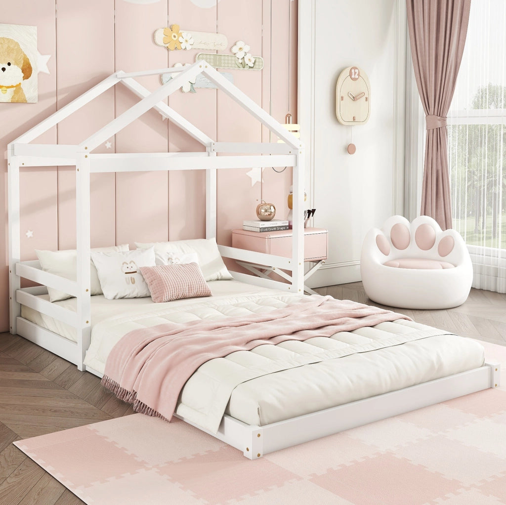 Letto a casetta per bambini 140 x 200 cm bianco
