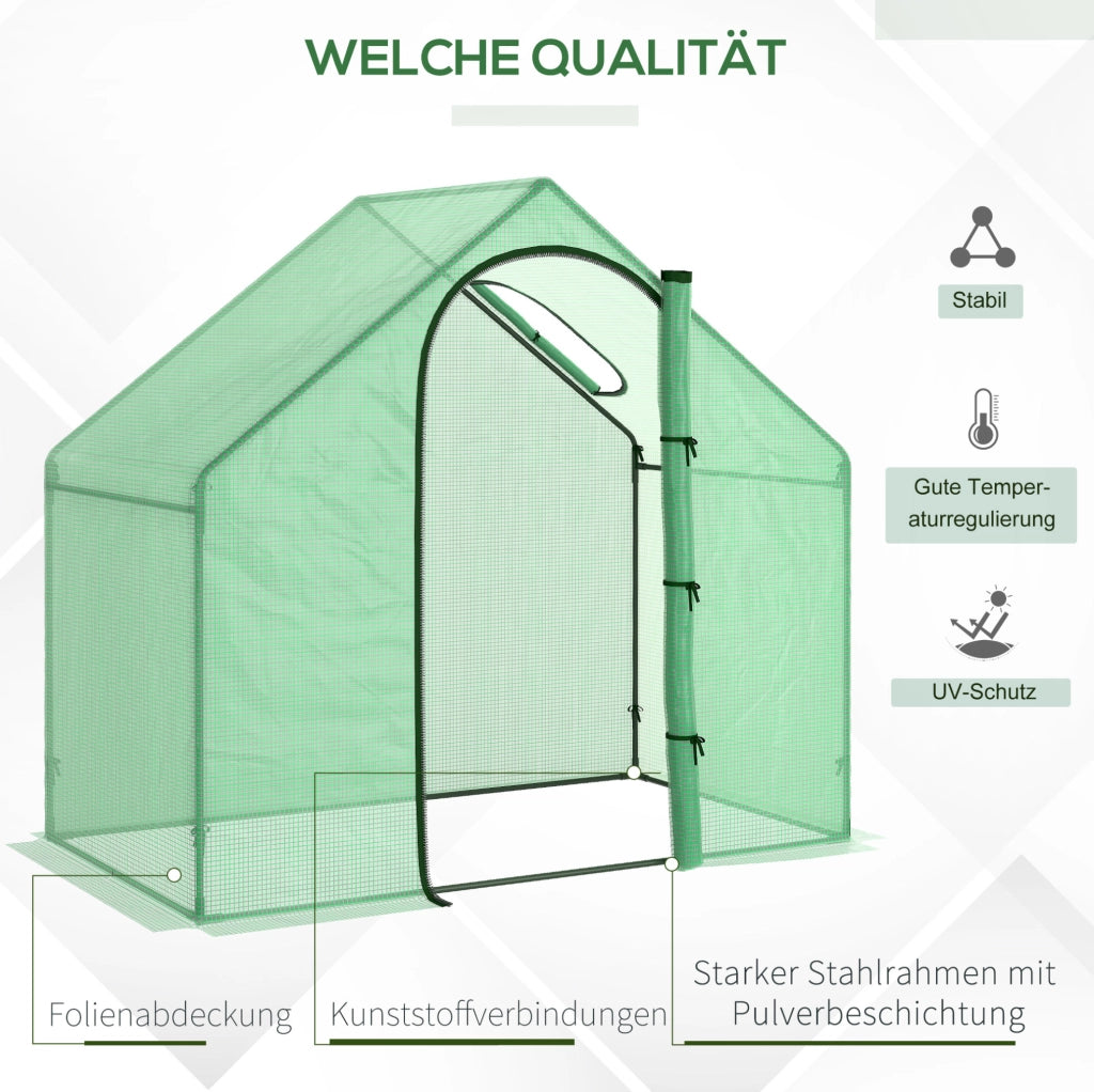 Serra da giardino 180x100x168 cm in acciaio e PVC con finestra e porta, ideale per pomodori