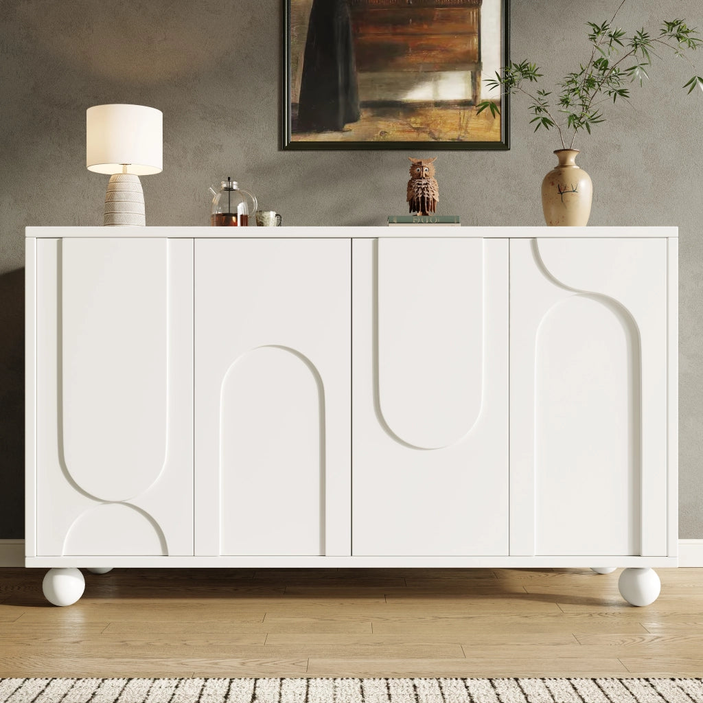 Credenza e madia con ripiano regolabile e chiusura a pressione, per cucina e soggiorno, in MDF bianco, 120 × 35 × 71 cm