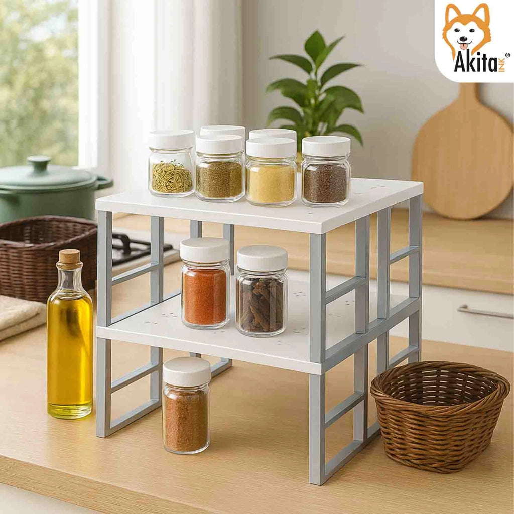 Akitaink Set 4 Scaffali Portaspezie Grandi Metallo Bianco