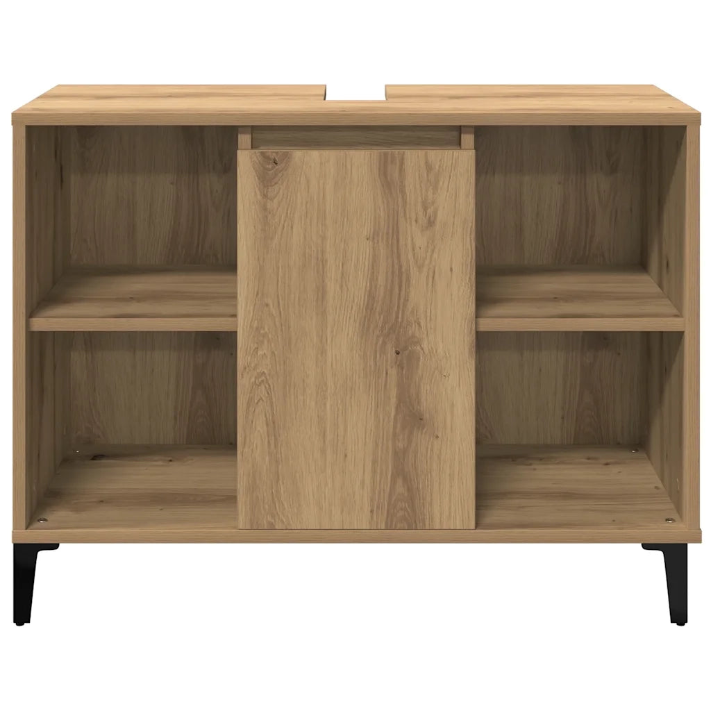 Armoire d'évier chêne artisanal 80x33x60 cm bois d'ingénierie