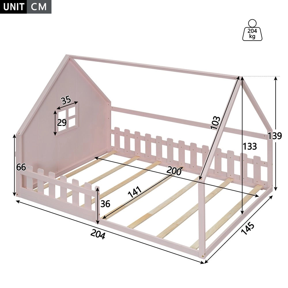 Letto Singolo per Bambini con Sponde ¨C MINIMAL ¨C Pino Rosa 140x200